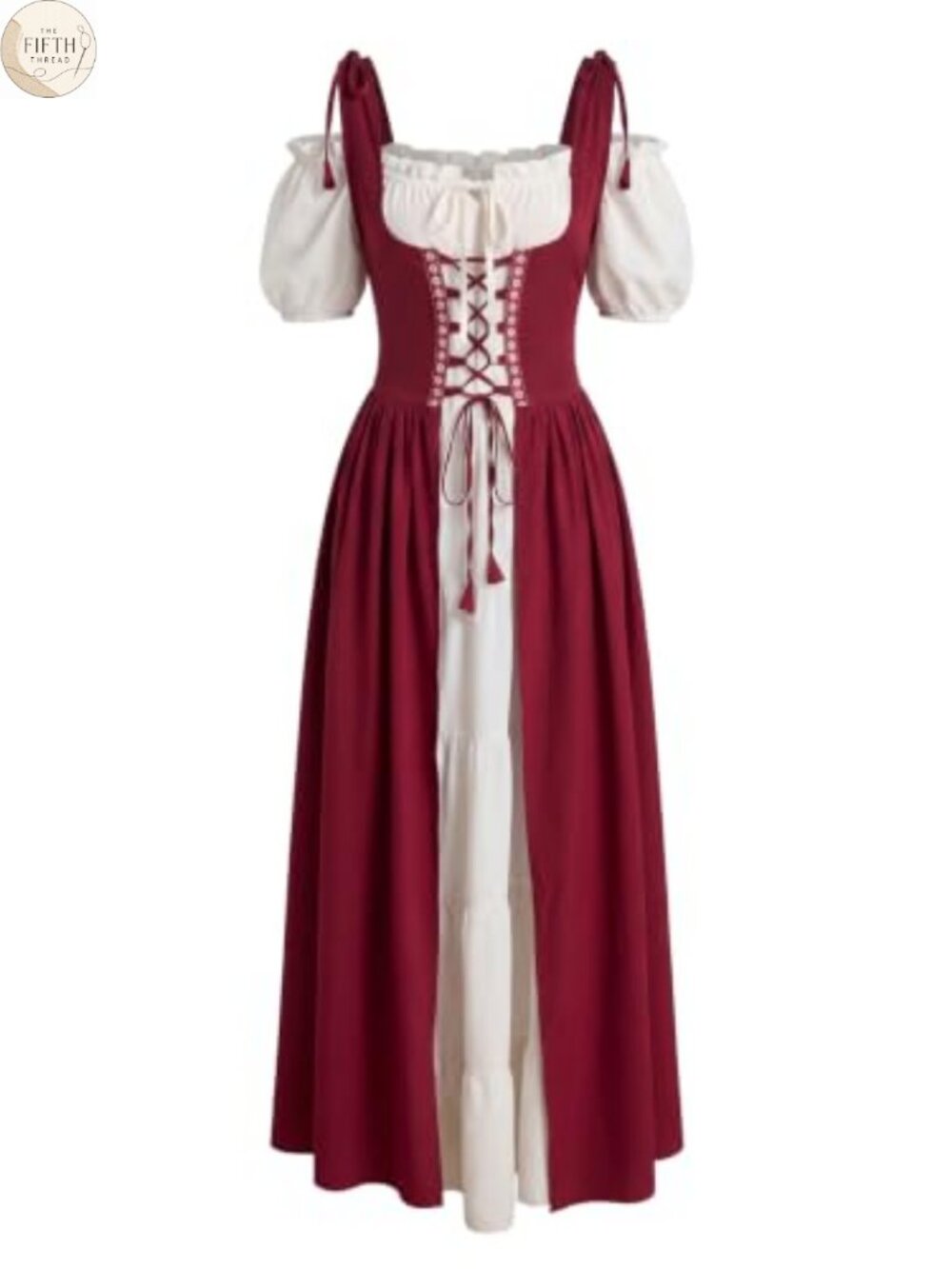 Renaissance Costume Women Medieval Dress Chemise Overdress Lace-Up